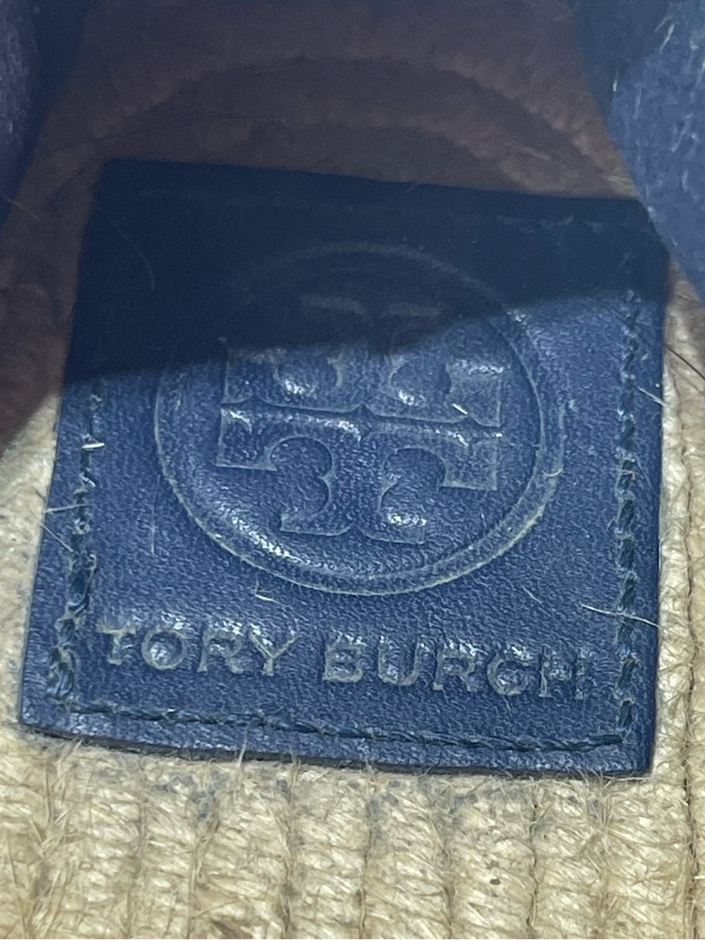 Tory Burch Espadrille Flats Women's 11 Logo Slip On Flats Gingham Check Blue - Picture 3 of 7